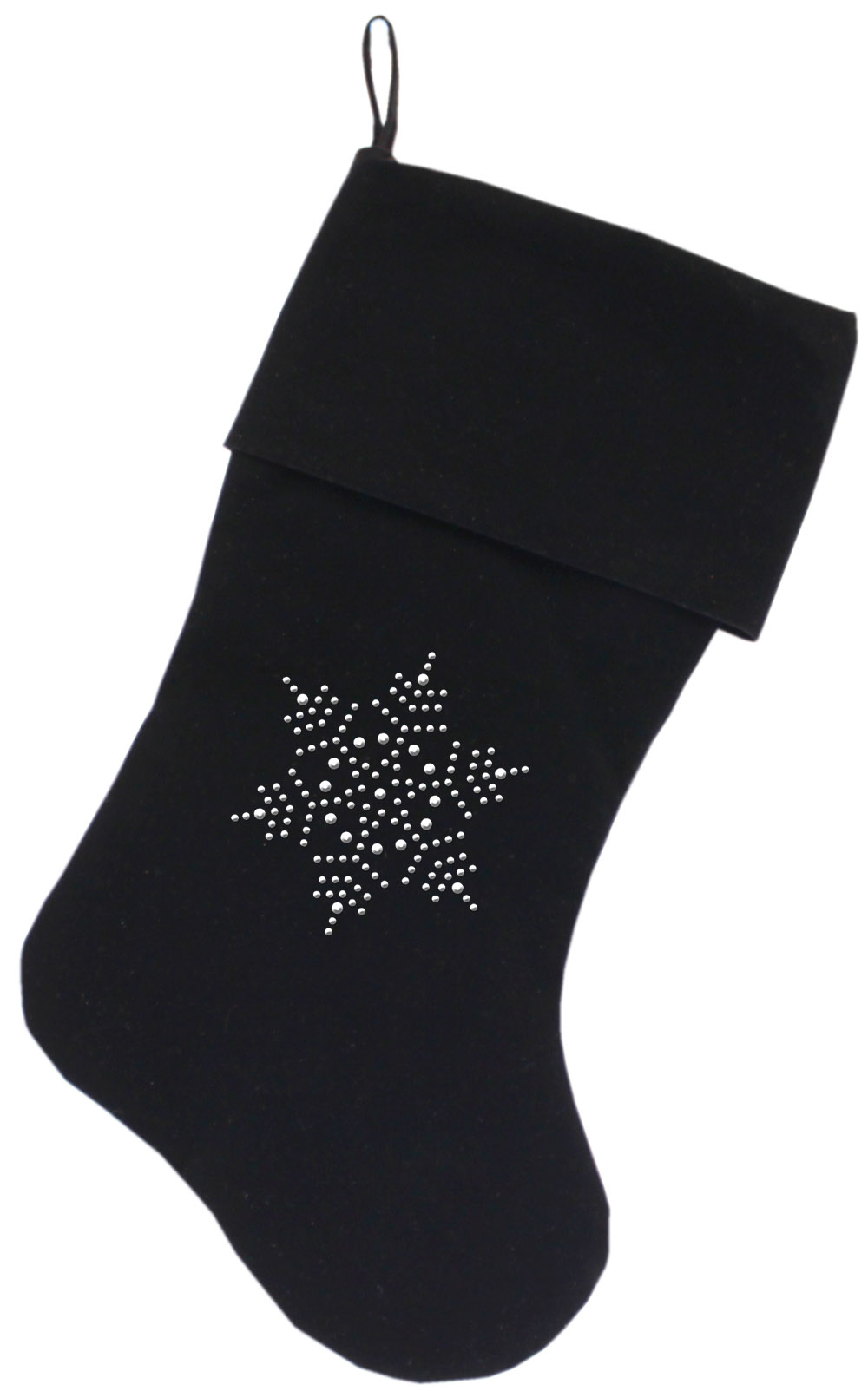 Snowflake Rhinestone 18 inch Velvet Christmas Stocking Black